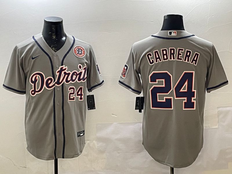Men Detroit Tigers 24 Cabrera Grey Game 2025 Nike MLB Jersey style 2